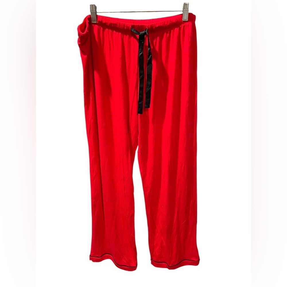 Gillian & O’Malley Red Modal Lounge Pants with Black Satin Drawstring
